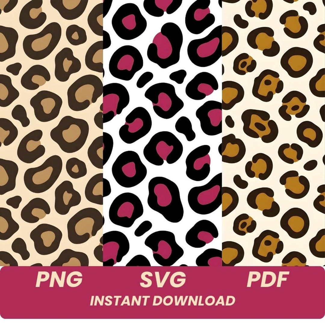 Leopard Print SVG Bundle, Seamless Leopard Pattern SVG PNG Pdf, Cheetah ...