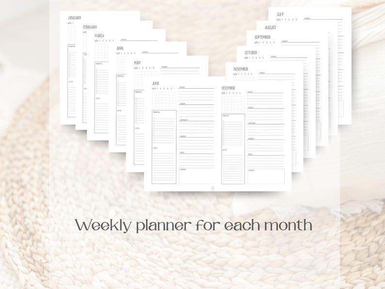 Weekly Planner Printable | Minimalist Weekly Planner PDF | Undated ...