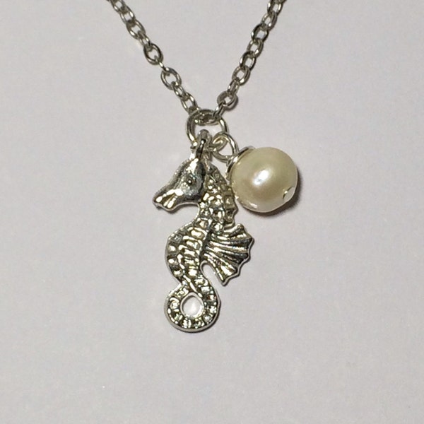 Seahorse Necklace Christmas Gift Pearl Necklace Beach Jewelry Friendship Gift