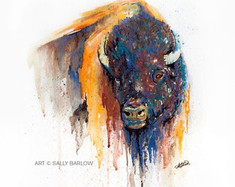 Bison Watercolor Painting American Buffalo Wall Decor I Art Print, Ready to Hang Canvas or Metal I Available in Large I Wildlife Art
