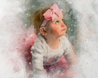 Custom Watercolor Painting Portrait I Custom Painting I Personalized gift I Kids Babies Children Portrait Print, Canvas, Digital Download