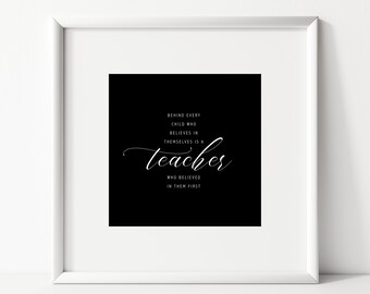 Square Teacher Quote Print I Teacher Appreciation Gift I Teacher Poster I Teacher Wall Art I  Teacher Gift I INSTANT DOWNLOAD