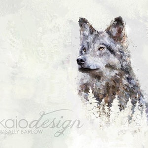 Contemporary Wolf Painting Wall Decor I Art Print, Ready to Hang Canvas, or Metal I Available in Large I Wildlife Art