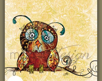 Whimsical Owl Illustration "OLLIE" Gallery Wrapped Canvas