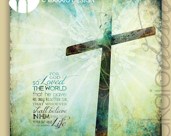 John 3:16 Cross Christian Art Gallery Wrapped Canvas