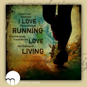 Run Wall Art Print, Motivational Running Quote, Bold Fitness Decor, Mixed Media Workout Poster, Inspirational Gift for Runners