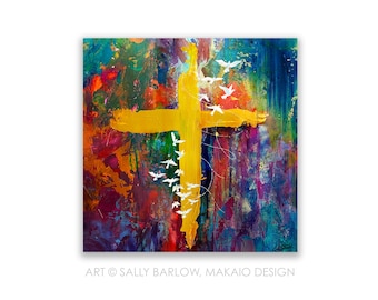 12x12 Square Art Print ~ Where Hope Begins cross art