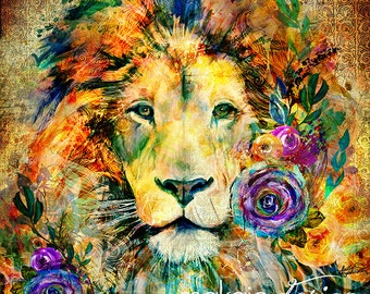 Garden of the Wild Lion with Vintage Background