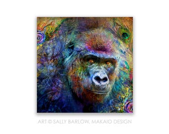 12x12 Square Art Print ~ Garden of the Wild Gorilla