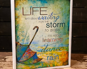 Dance in the Rain art with White Wood Frame