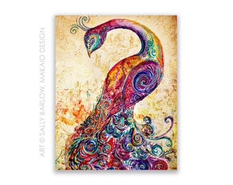 8x10 Art Print ~ Radiance Mixed Media Peacock