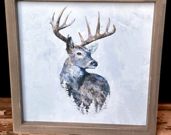 10x10 Wood Framed Modern Deer Art
