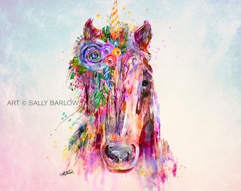 Beautiful Unicorn Painting Mixed Media Canvas Gallery Wrap