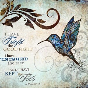 Hummingbird Scripture Mixed Media Art Illustration Painting Print, Canvas, or Metal