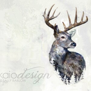 Deer Stag Painting Painting Wall Decor I Art Print, Ready to Hang Canvas, or Metal I Available in Large I Wildlife Art