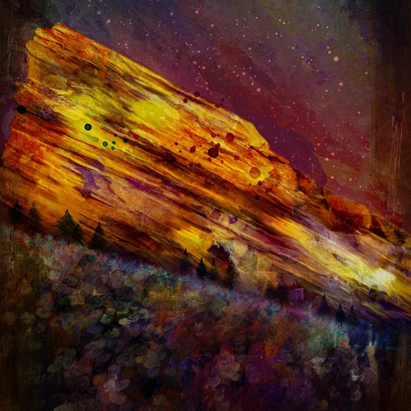 Colorado Red Rocks Amphitheatre Mixed Media Canvas Aluminum Metal Fine Art Print