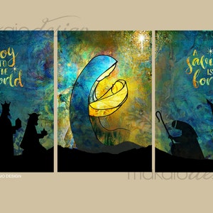 Christmas Nativity, Gorgeous Nativity Wall Art Collage, Christmas Nativity Art, Set of 3