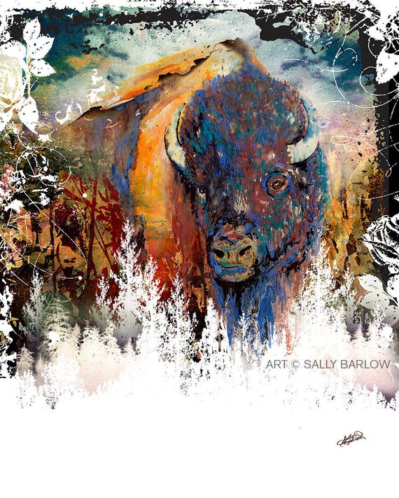 Bison Wall Art, American Buffalo Print, Rustic Wildlife