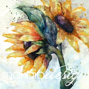 Tulip Painting Vibrant Color Mixed Media Art Print, Canvas, or ...