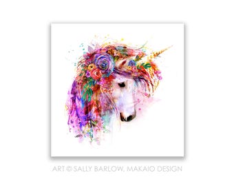 12x12 Square Art Print ~ Garden of the Wild Unicorn