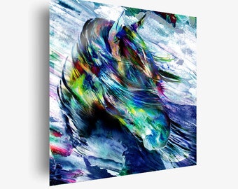 12x12 Stormchaser modern horse art Metal Print with Float Mount