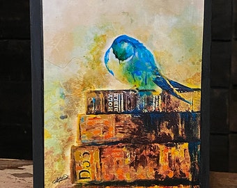 5x7 Praying Bird Art with Wood Frame