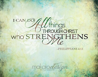 Philippians 4:13 Typography Art Christian Art Gallery Wrapped Canvas