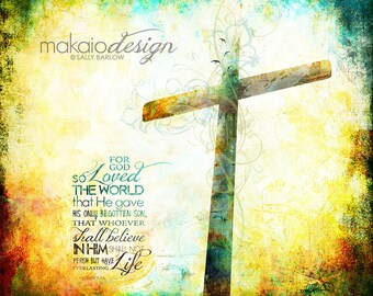 John 3:16 Cross Art Christian Art Gallery Wrapped Canvas
