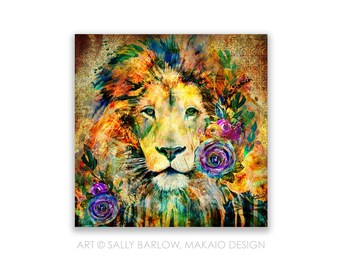 12x12 Square Art Print ~ Garden of the Wild Lion
