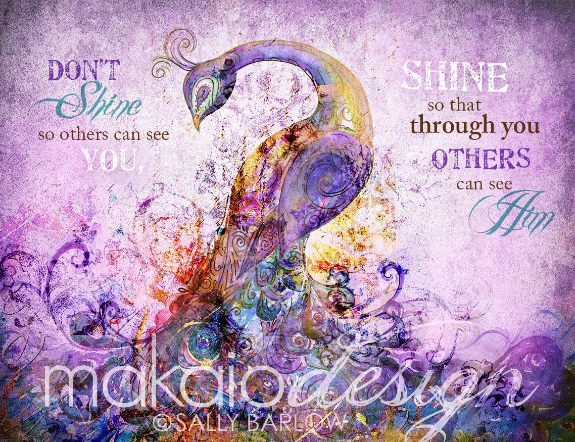 Peacock SHINE quote Art Canvas Gallery Wrap