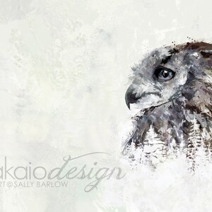 Owl Painting Contemporary Mixed Media Painting Wall Decor I Art Print, Ready to Hang Canvas, or Metal I Available in Large I Animal Art
