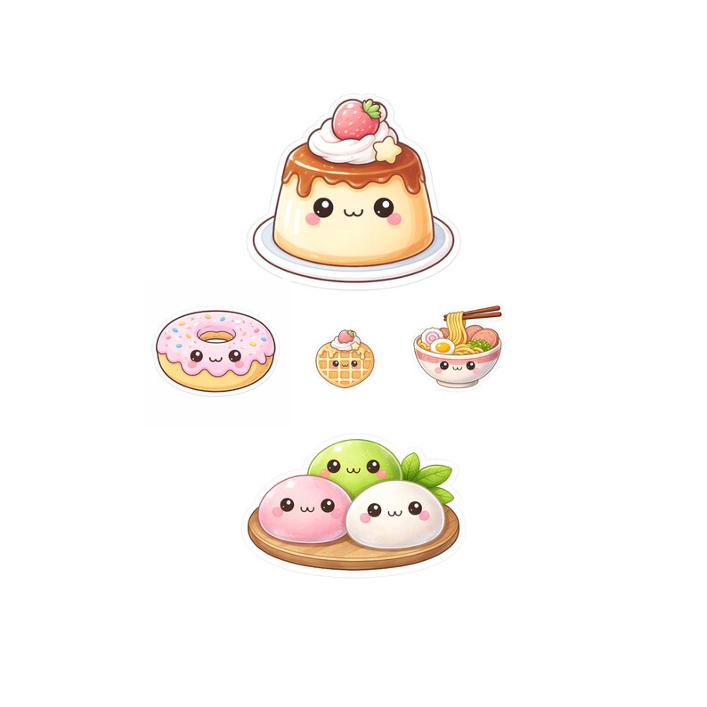 30 Printable cute drawings kawaii foods PNG Bundle, Clipart Icons, Colorful Food Transparent Icons (Instant Download) image 8