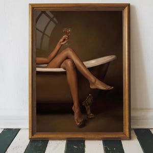 Clawfoot Tub Trendy Wall Art Bathroom Decor Feminine Print Dark Moody Aesthetic Poster Glamour Statement Art Unframed Sassy