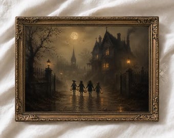 Vintage Halloween Wall Art | Haunted House Printable | Spooky Halloween Decor | Gothic Victorian Mansion | Moody Halloween Print