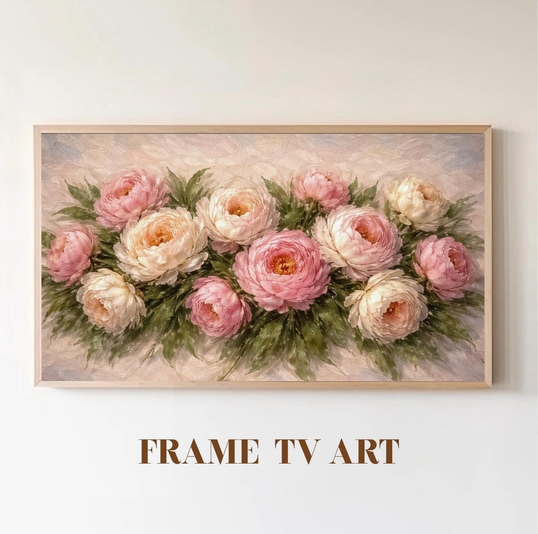 Pink Peony TV Art 4K | Romantic Floral Frame TV Display | Samsung Frame ...