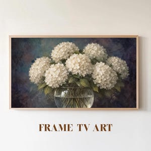 TV Art Hortensie Bilderrahmen | Vintage Floral TV Bildschirm | Stimmungsvolles Stillleben Ölgemälde | Samsung Frame TV Herunterladen | 4K Smart Tv-Kunst