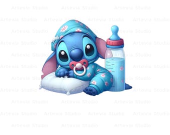 Baby Stitch PNG Design Clipart Png Tshirt Mug Tumpler Sticker Png Stitch Baby Milk Design