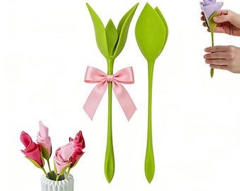 Portatovaglioli creativi per la tavola, set da 4 in plastica verde con stelo, ideali per la tavola, regalo per la festa della mamma