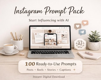Instagram Content Starters for Beginners | 100 Ready-to-Use Prompts for Reels, Captions & Posts | Digital Download