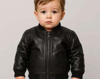 Handmade Kids Genuine Leather Bomber Jacket: Custom Fit
