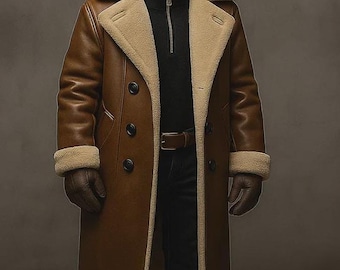 Kids Genuine Leather Shearling Trench Coat - Handmade Winter Outfit