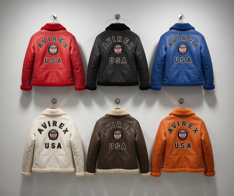 Avirex USA Leather Jacket for Men Aviator Winter Biker Pilot Coat, Luxury Streetwear Jacket image 12