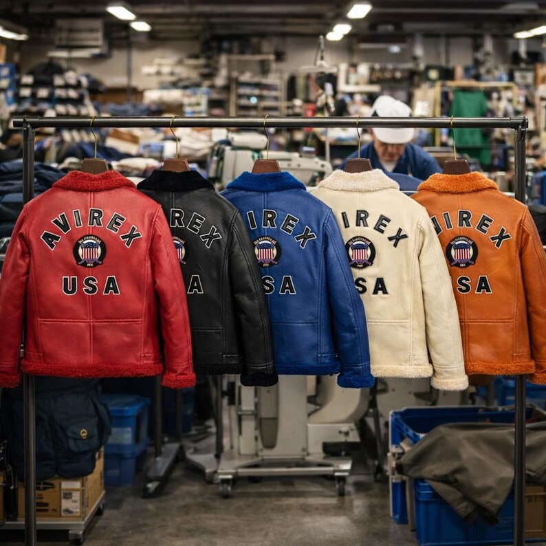 Avirex USA Leather Jacket for Men Aviator Winter Biker Pilot Coat, Luxury Streetwear Jacket image 11