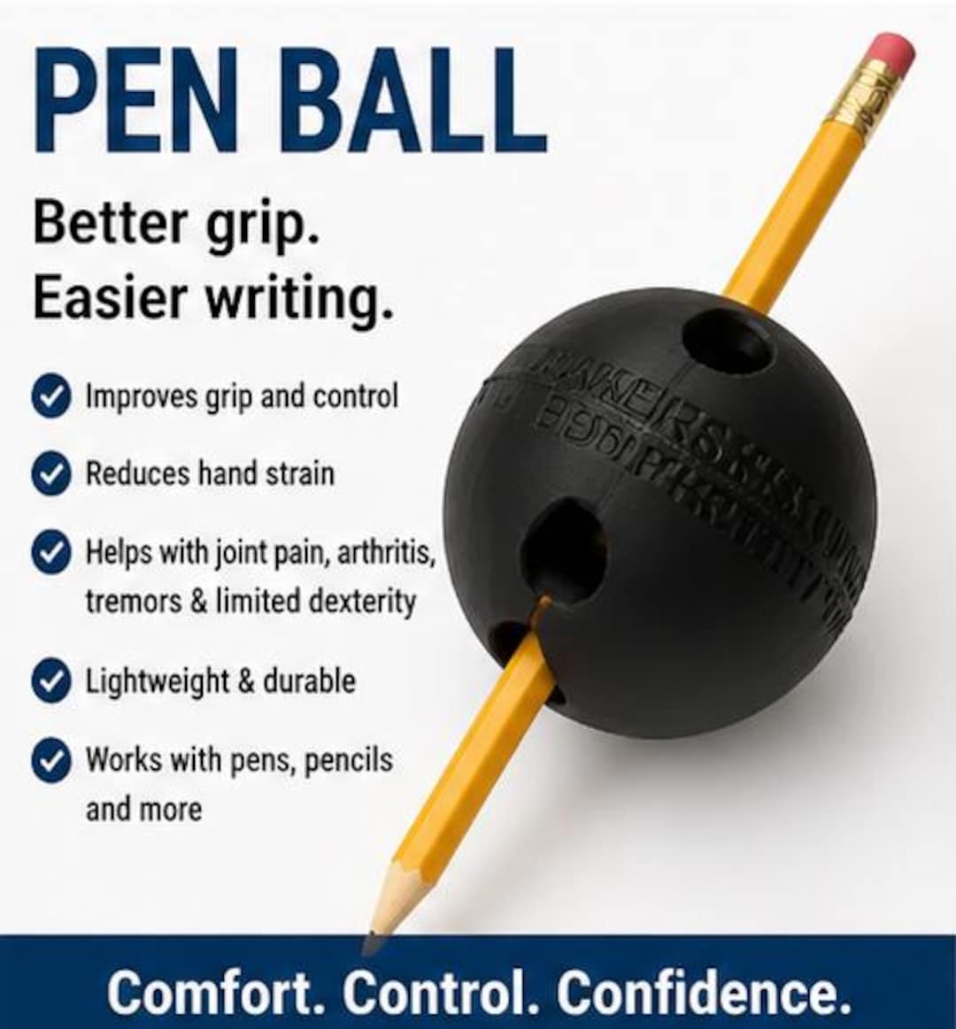 Pen Ball Grip – Adaptive Writing Aid for Comfort & Accessibility - Etsy