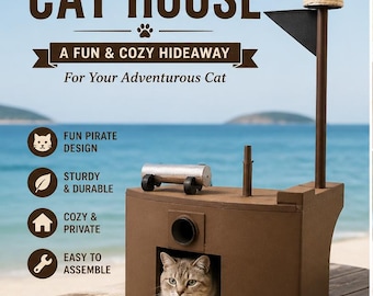 Pirate Themed Pet Bed for Cats & Small Dogs