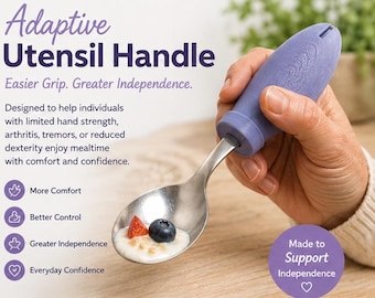 Adaptive Utensil Grip for Forks & Spoons - Assistive Eating Aid for Arthritis, Limited Hand Strength