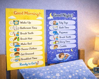 Kids Morning & Night Routine Chart | Toddler Visual Checklist (PDF)