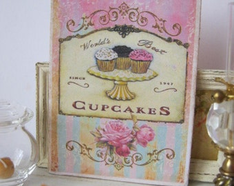 Cupcakes and Roses Sign, Print for Dollhouse