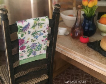 Botanical Mint Kitchen Towel for Dollhouse 1:12 scale