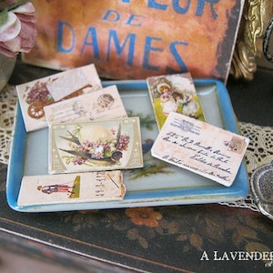 Distressed/Vintage Set of Postcards for Dollhouse Miniature